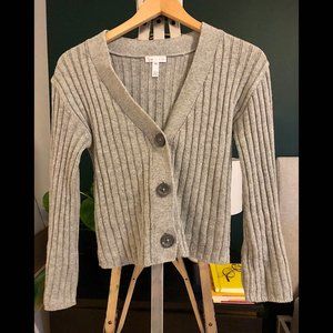 Leith Cropped Gray Button Cardigan